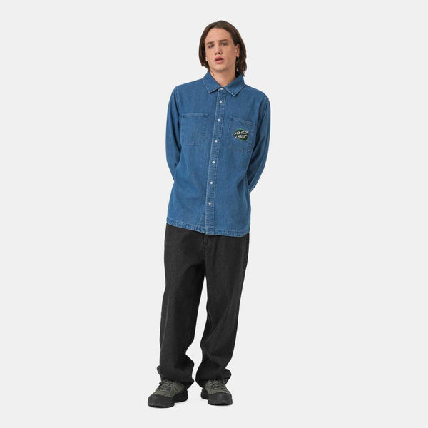 Santa Cruz Shirt Global Oval Dot Denim Shirt Classic Blue