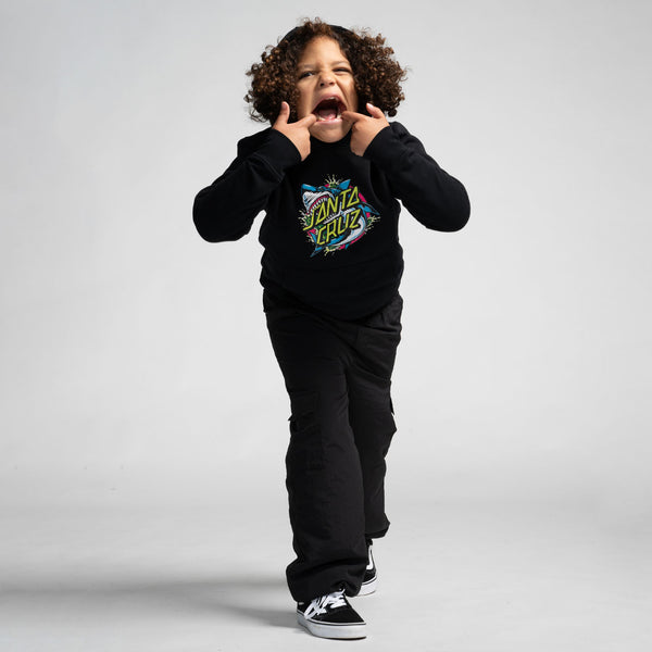 Santa Cruz Youth Hood Shark Dot Front Black
