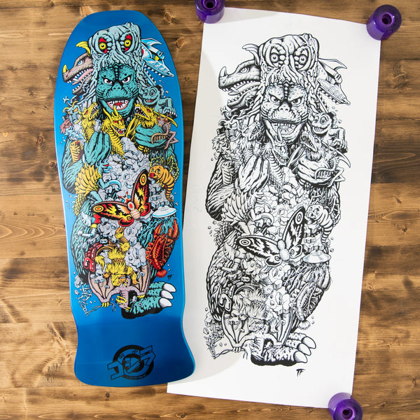 Santa Cruz x Godzilla skateboard deck Mothra Kaiju Roskopp 10.125"