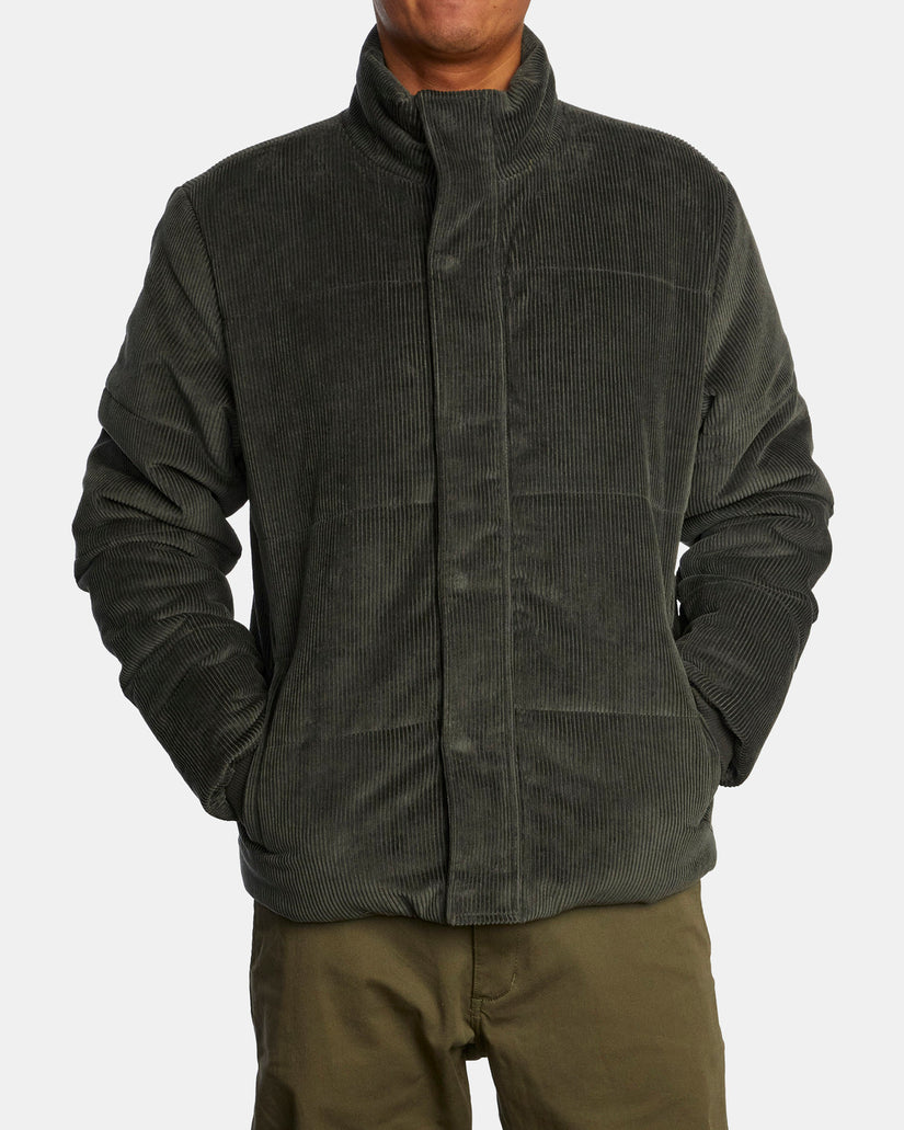 RVCA Mens Townes Quilted Corduroy Jacket Medium Pirate Black Sample 50 West French