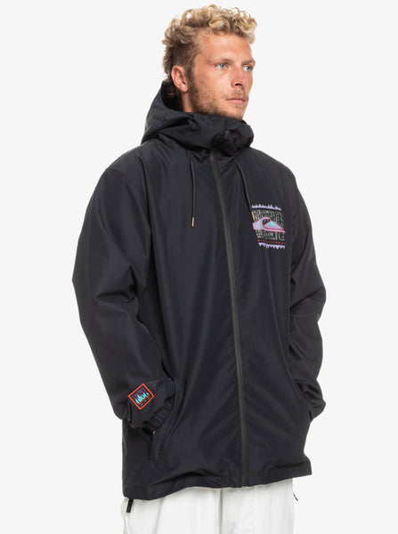 Quiksilver High in the Hood Technical Snow Jacket Medium Black 70% off