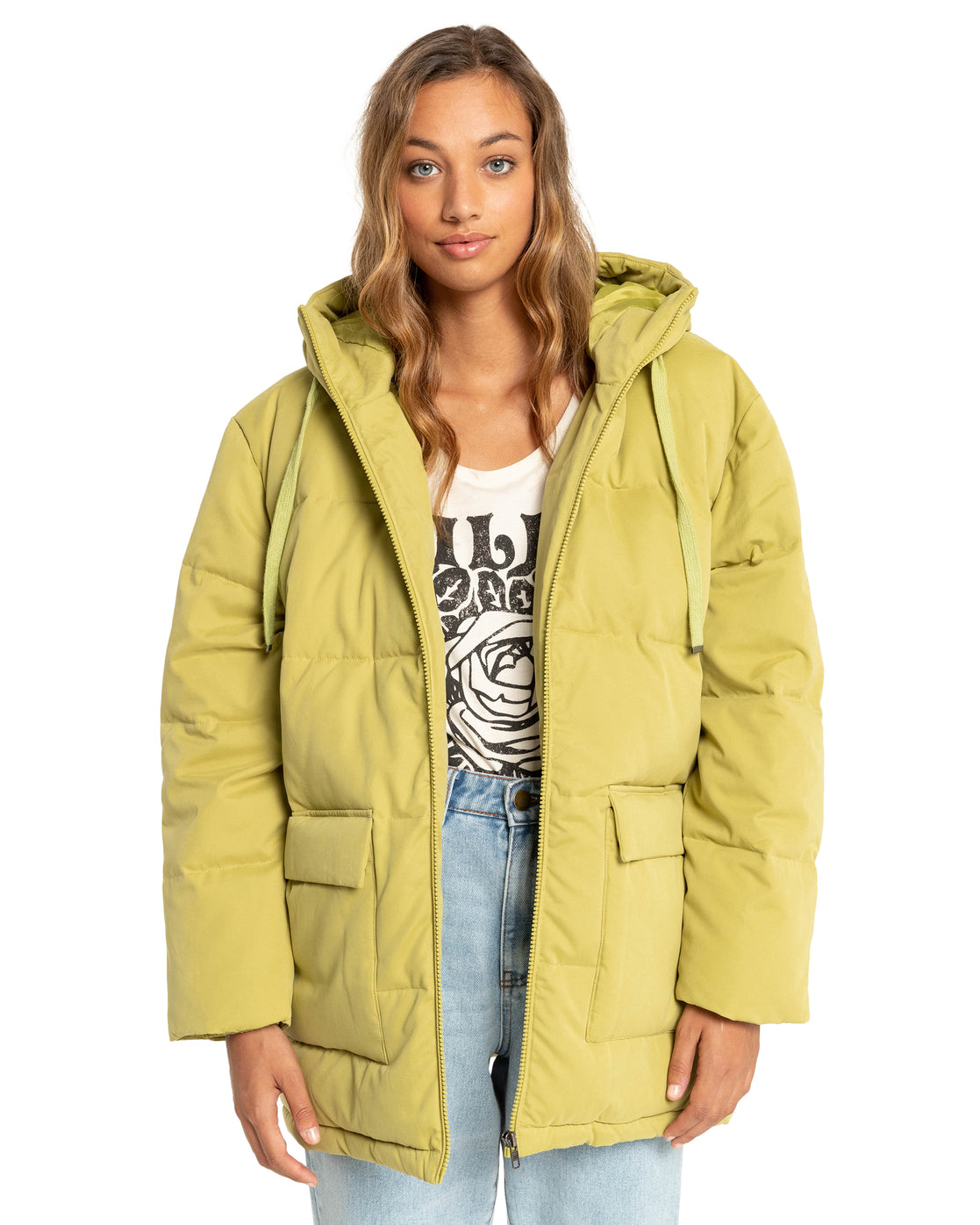 Billabong Women's Mad For You Technical Puffer Jacket Size S Lime SAMPLE 70% OFF!!!