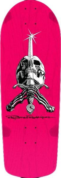 Powell Peralta Ray Rodriguez OG Skull & Sword Reissue Skateboard Deck Pink 10 x 28.25
