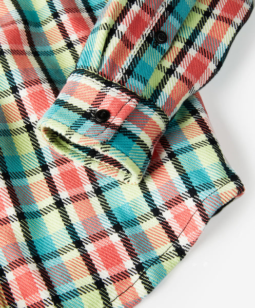 Outerknown Blanket Shirt Bright Coral Pallisades Plaid 1310023W-BCX