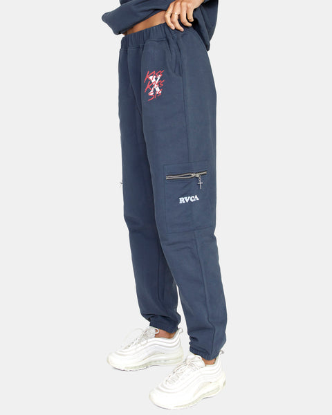 RVCA Stella Maxwell Sweats Tracksuit Bottoms for Women Blue Small