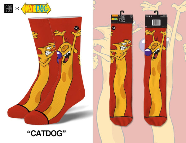 Odd Sox crew socks Cat Dog Yellow US 8-12