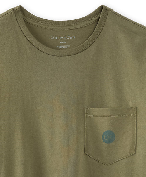 Outerknown Men's Dot Pocket Tee Olive 12152017OLV