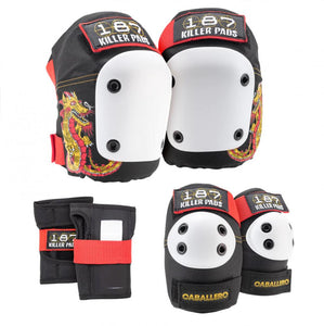 187 Killer Pads Caballero Adult Six Pack Set Black Red Gold