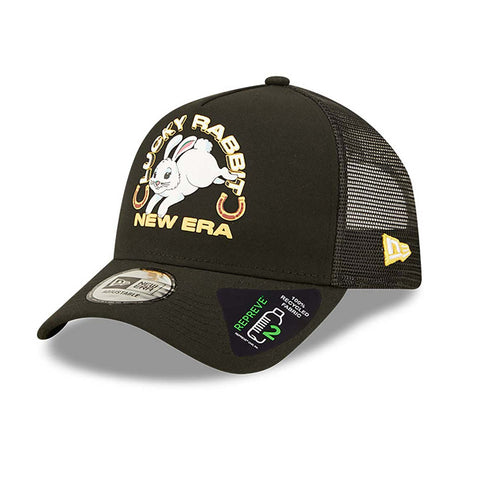 New Era Lucky Rabbit Repreve Black A-Frame Trucker Cap