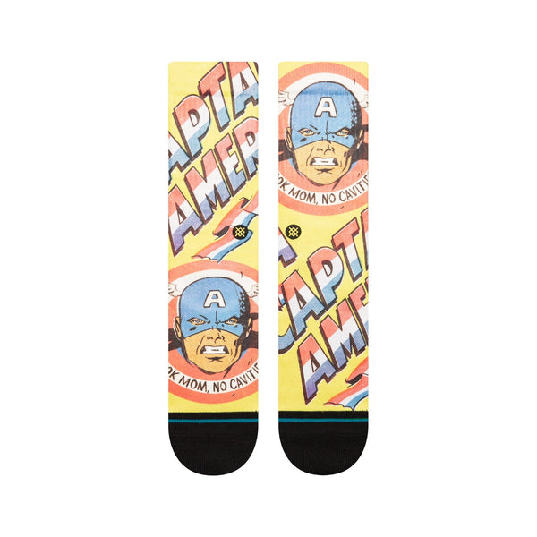 Stance Socks Captain America No Cavities Adult Crew Socks Yellow