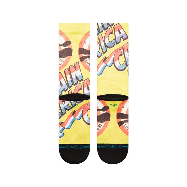 Stance Socks Captain America No Cavities Adult Crew Socks Yellow