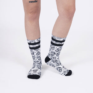 American Socks Skater Skull Mid High Black White