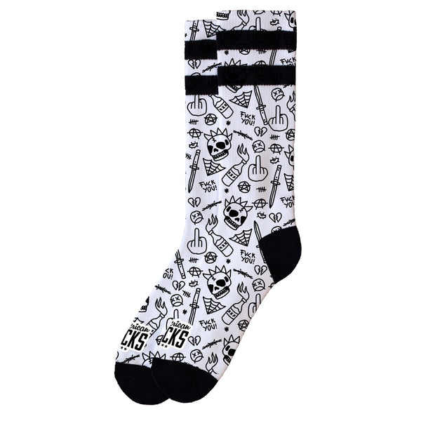 American Socks No Direction Mid High Socks Black White AS342L