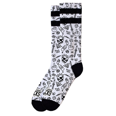 American Socks No Direction Mid High Socks Black White AS342L