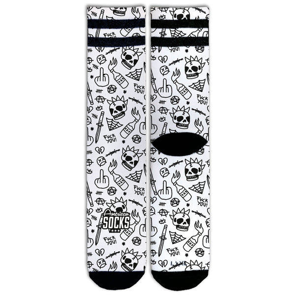 American Socks No Direction Mid High Socks Black White AS342L