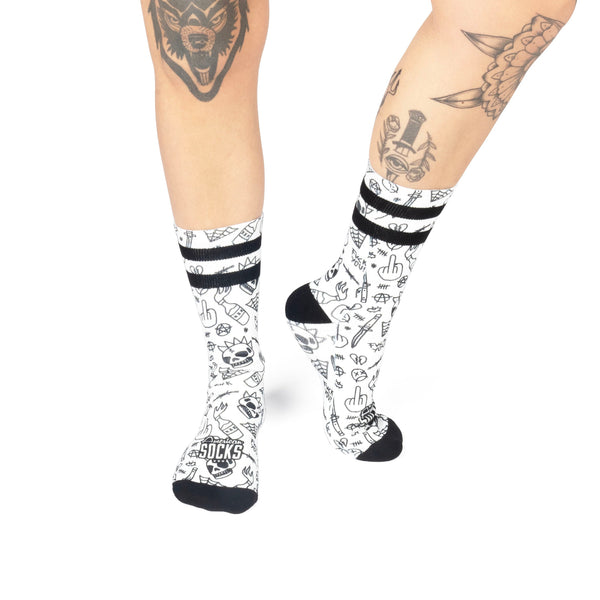 American Socks No Direction Mid High Socks Black White AS342L