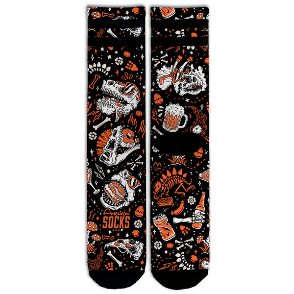 American Socks Slick Dinos Black Orange