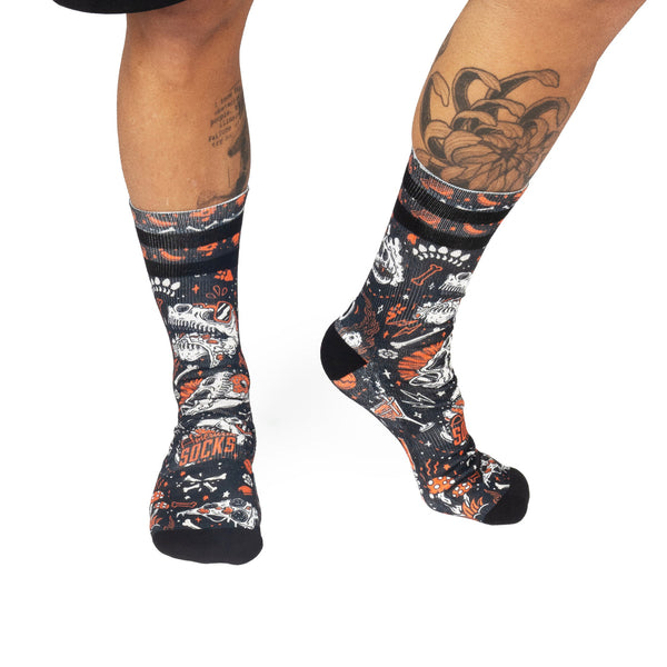 American Socks Slick Dinos Black Orange