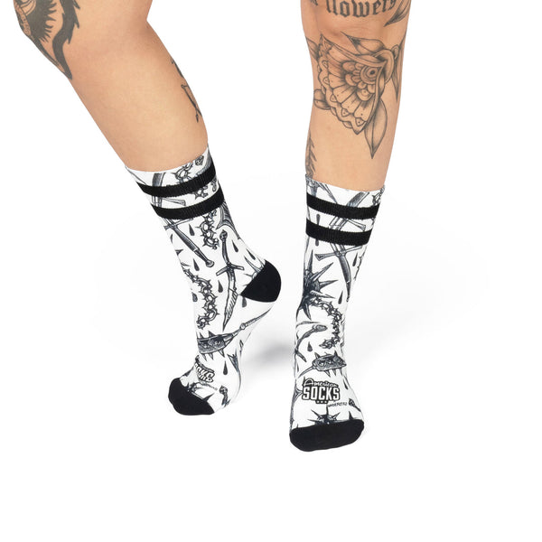 American Socks Medieval Mid High Black White