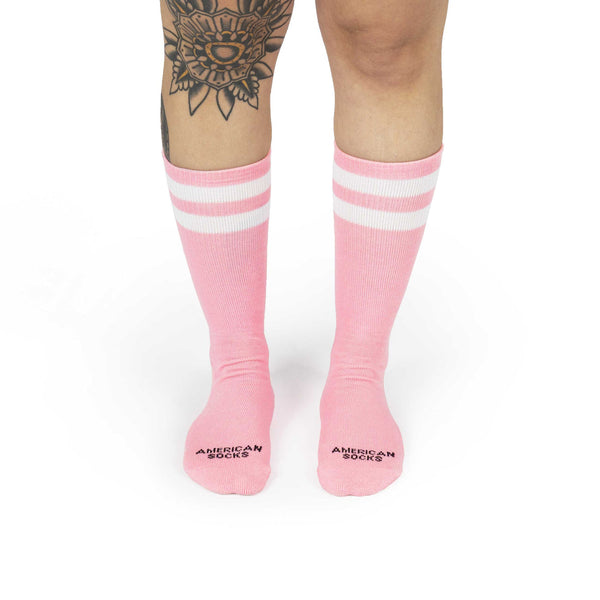 American Socks Bubblegum Mid High Pink White One Size AS062