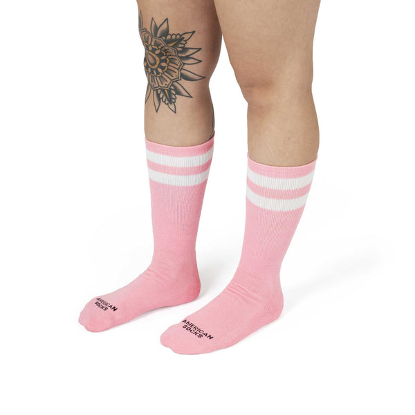 American Socks Bubblegum Mid High Pink White One Size AS062