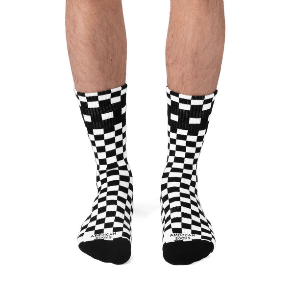 American Socks Checkerboard Mid High Black White One Size