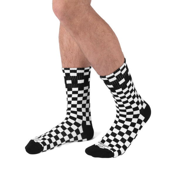 American Socks Checkerboard Mid High Black White One Size