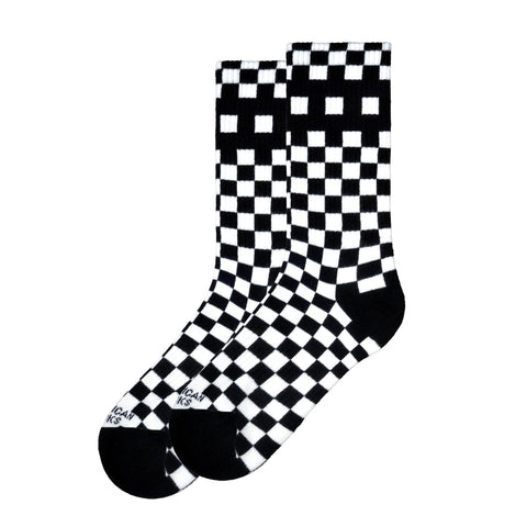 American Socks Checkerboard Mid High Black White One Size