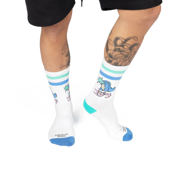 American Socks Gojira Mid High One Size White/Blue