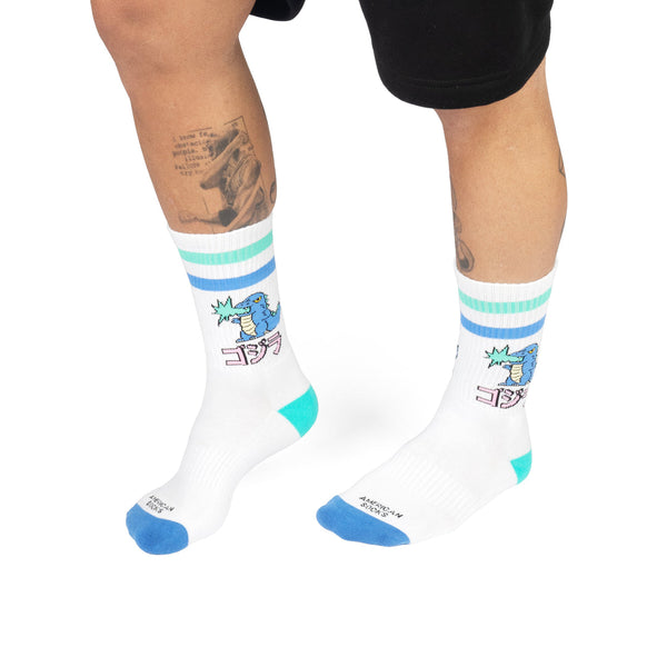 American Socks Gojira Mid High One Size White/Blue