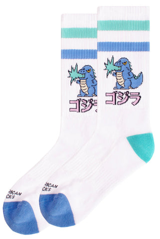 American Socks Gojira Mid High One Size White/Blue