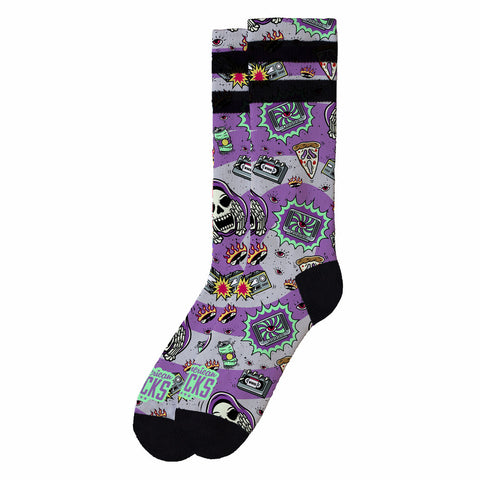 American Socks Horror Time Mid High Socks Purple AS211