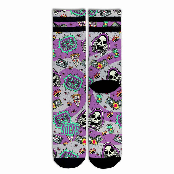 American Socks Horror Time Mid High Socks Purple AS211