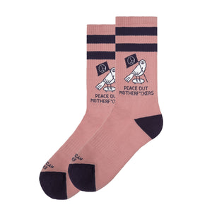 American Socks Peace Out Mid High Pink Socks One Size AS230