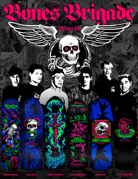 Powell Peralta Bones Brigade Series 14 x6 Skateboard Decks (Mullen, McGill, Guerrero, Mountain, Hawk & Caballero)