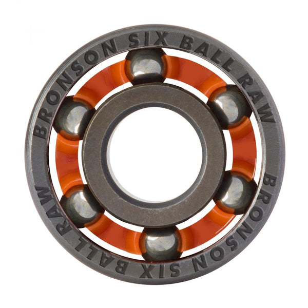 Bronson Speed Co. skateboard bearings Raw 6 balls (Pack of 8) Silver / Orange