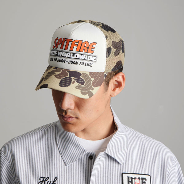Huf x Spitfire trucker cap Burn Forever - Camo