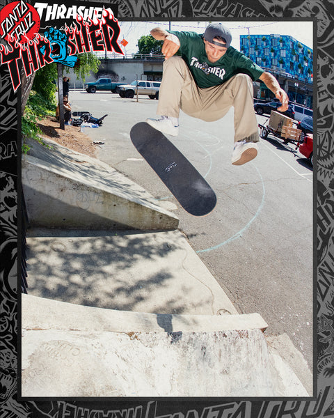 Santa Cruz x Thrasher Skateboard deck Thrasher Screaming Hand Flame White 8" SCR-SKD-5067