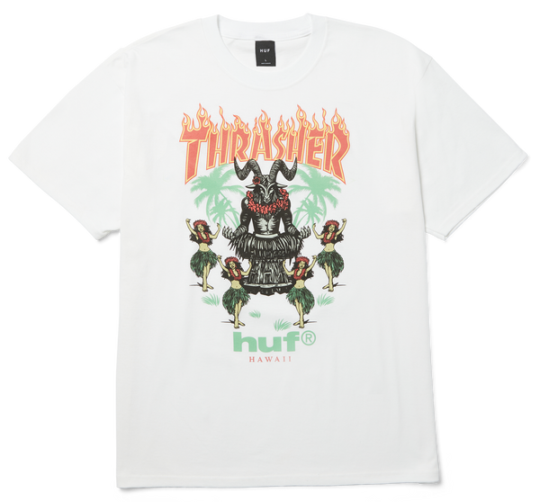 Huf x Thrasher tee shirt Goat Luau White