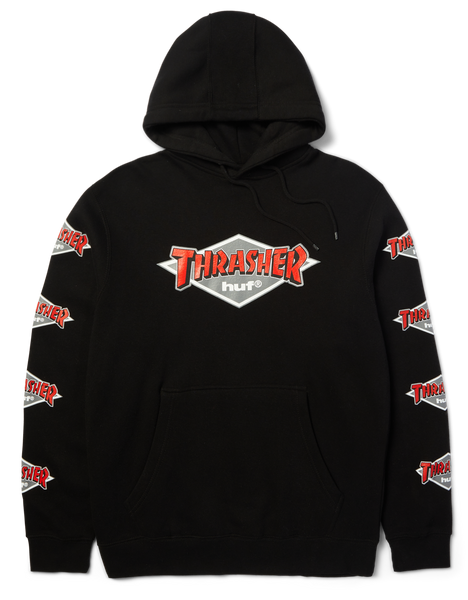 Huf x Thrasher pullover hoodie Logo Black