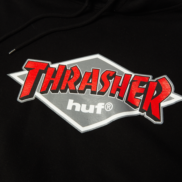Huf x Thrasher pullover hoodie Logo Black
