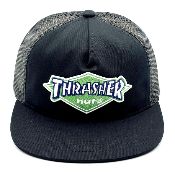 Huf x Thrasher trucker hat Logo Twill Black