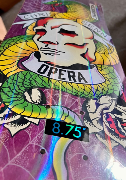 Opera skateboard deck Chris Senn Guest 'Skate shop Day' 8.75"