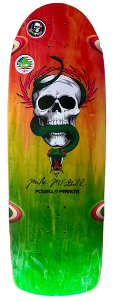 Powell Peralta skateboard deck Mike McGill OG Skull & Snake 17' Rasta 10"