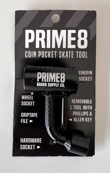 Prime8 skateboard tool coin pocket Black