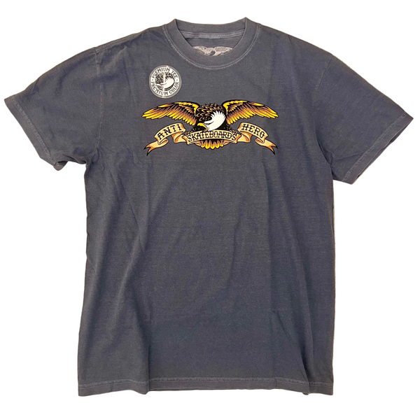 Anti Hero tee shirt Eagle Black Multi Denim Garment Dye
