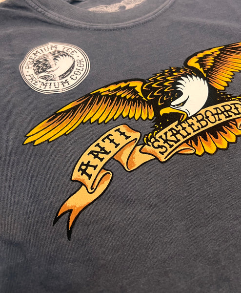 Anti Hero tee shirt Eagle Black Multi Denim Garment Dye