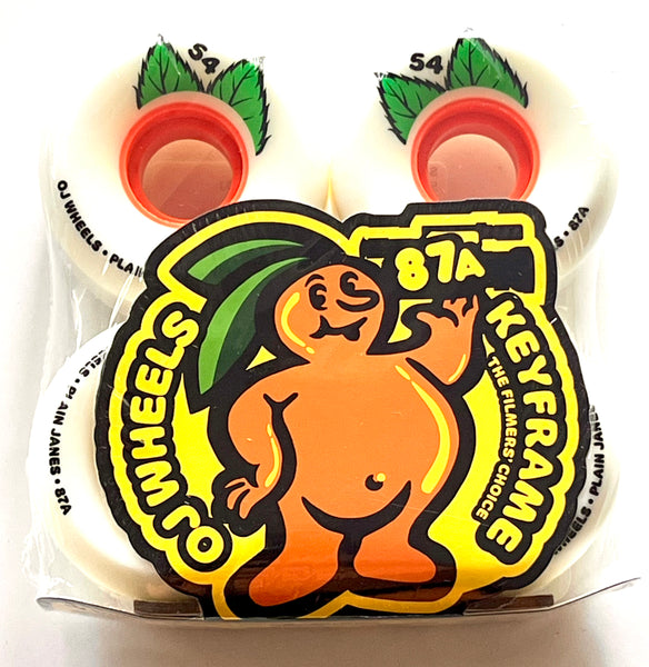 OJ skateboard wheels soft plain jane keyframe 87a white 54mm