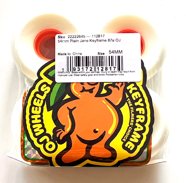 OJ skateboard wheels soft plain jane keyframe 87a white 54mm