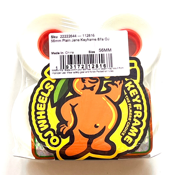 OJ skateboard wheels soft plain jane keyframe 87a white 56mm